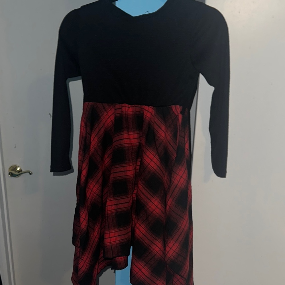 Black and Red Plaid Casual Dress